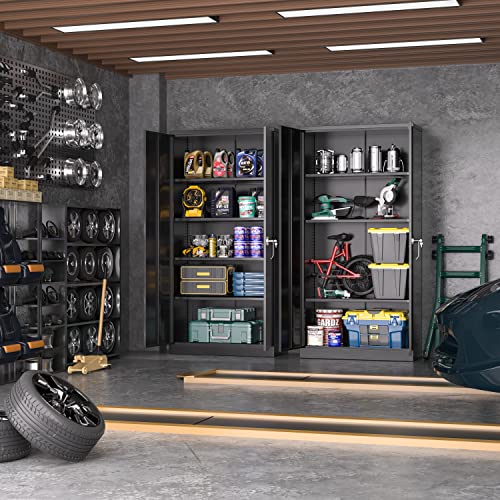 Atripark Metal Storage Cabinet With Lock, 72in Lockable Garage Tool Cabinet With Doors
