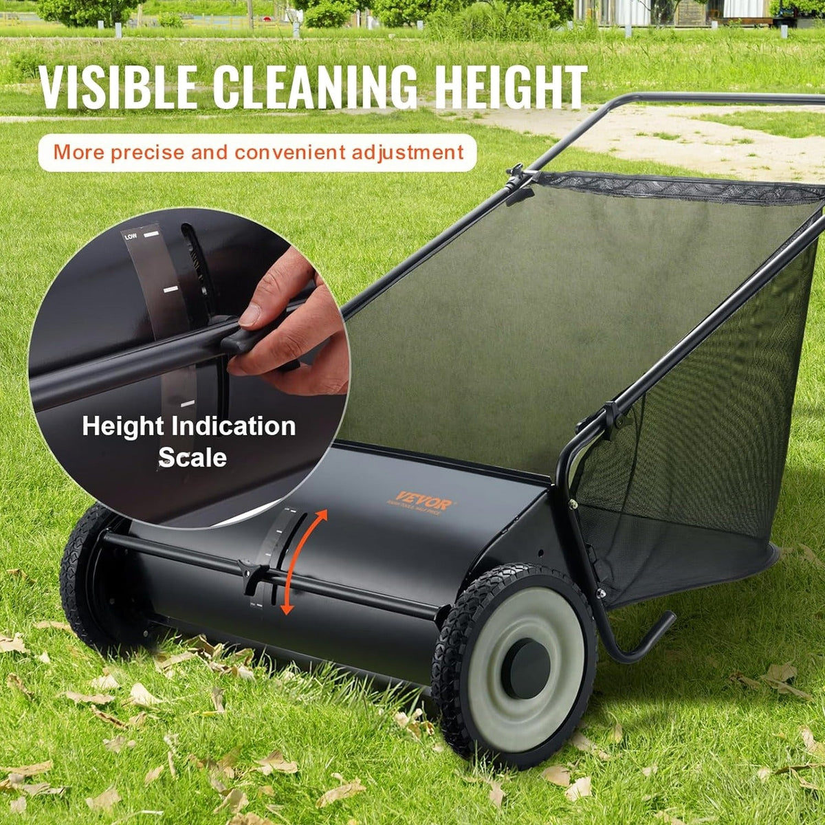 2025 Heavy Duty Steel 26 Inch Collector Push Lawn Sweeper