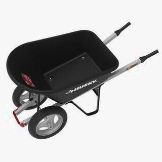 Husky 6 Cu. Ft. Poly Dual Wheel Wheelbarrow with Flat Free Tires