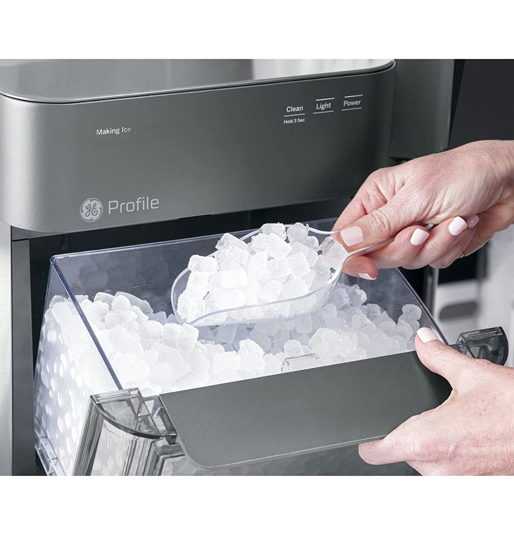 GE Profile Opal 2.0 | Countertop Nugget Ice Maker | Ice Machine with WiFi Connectivity | Smart Home Kitchen Essentials | Black Stainless