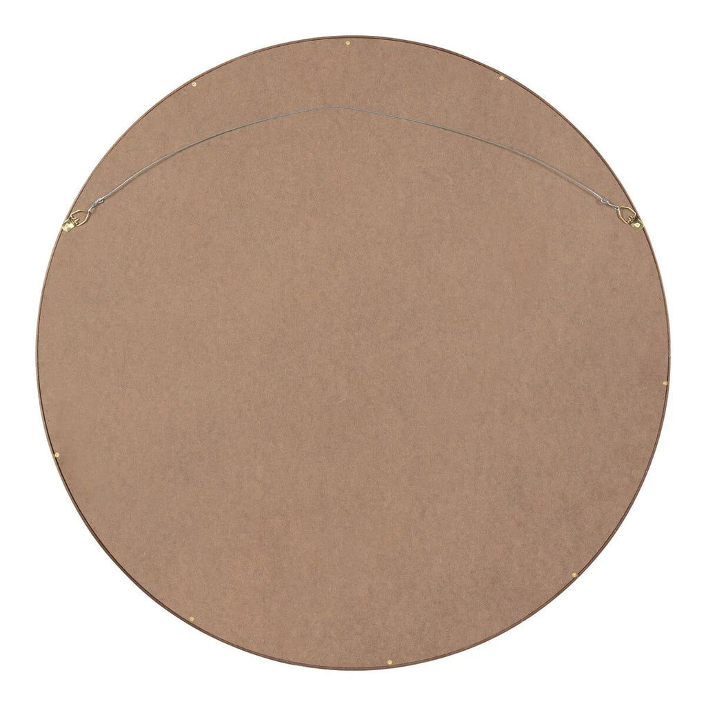 Round Wood Accent Wall Mirror With Modern Decorative Wooden Frame