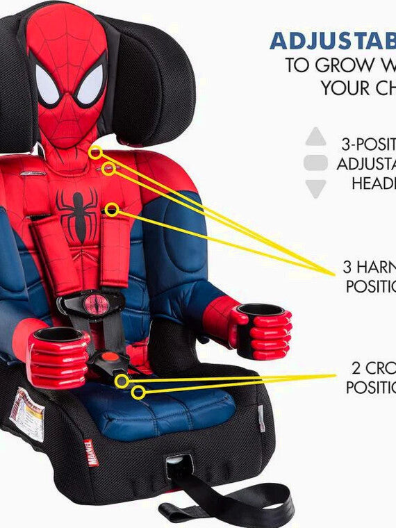 2025 KidsEmbrace Marvel Spider-Man 2-in-1 Forward-Facing Booster Car Seat LATCH | 5-Point Harness Booster 22-65lbs converts to Belt-Positioning Booster 40-100lbs | Adjustable