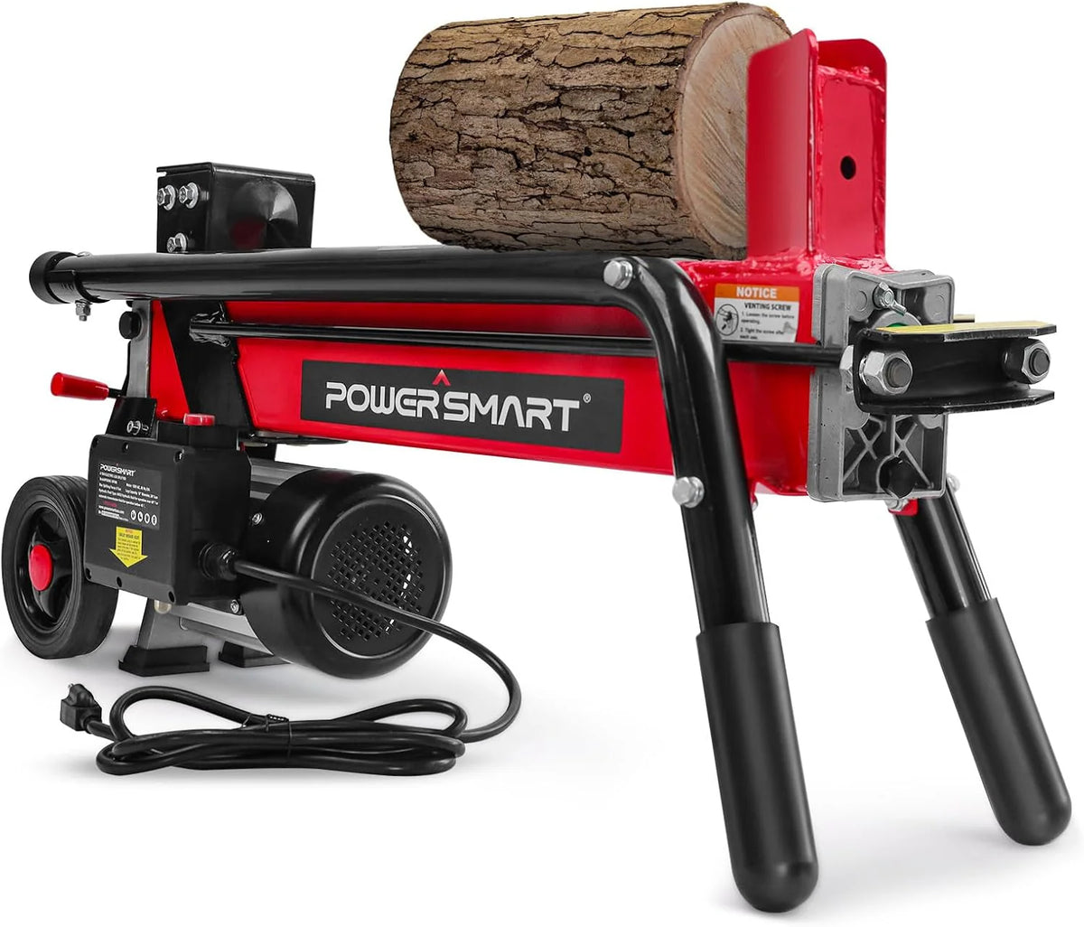 Electric Log Splitter 7-Ton, 15 Amp, Horizontal Full Beam Design With Steel Wedge