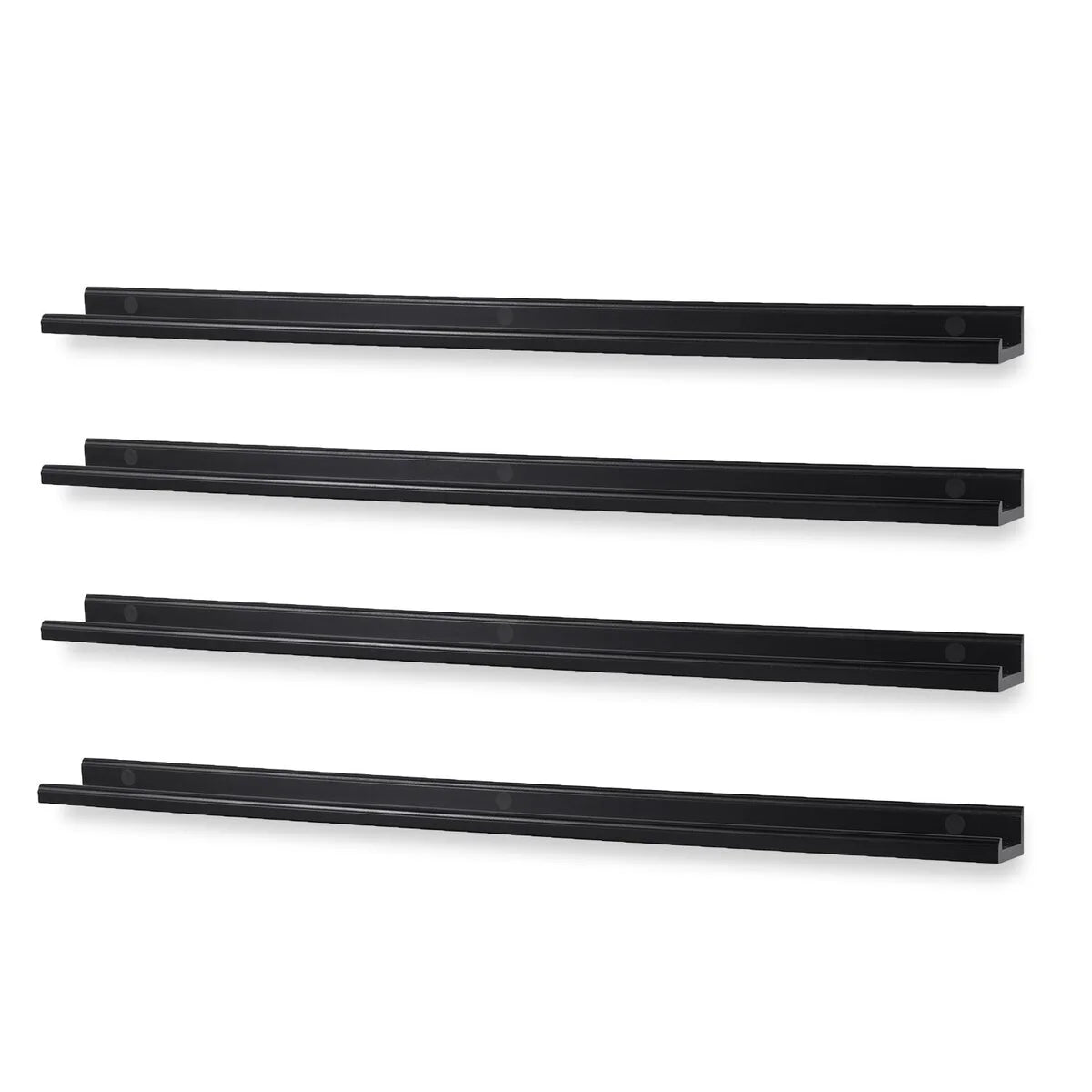 Floating Wall Shelves, Set Of 4, 46 x 3.8 x 2 Inch MDF Wood Picture Ledges