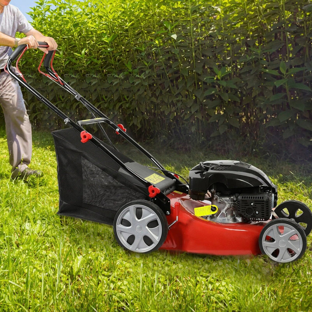 Lawn Mower, Self Propelled Lawn Mower, 141cc Gas Engine Lawn Mower, Push Lawn Mower with 50L Grass Tank, Big Wheels