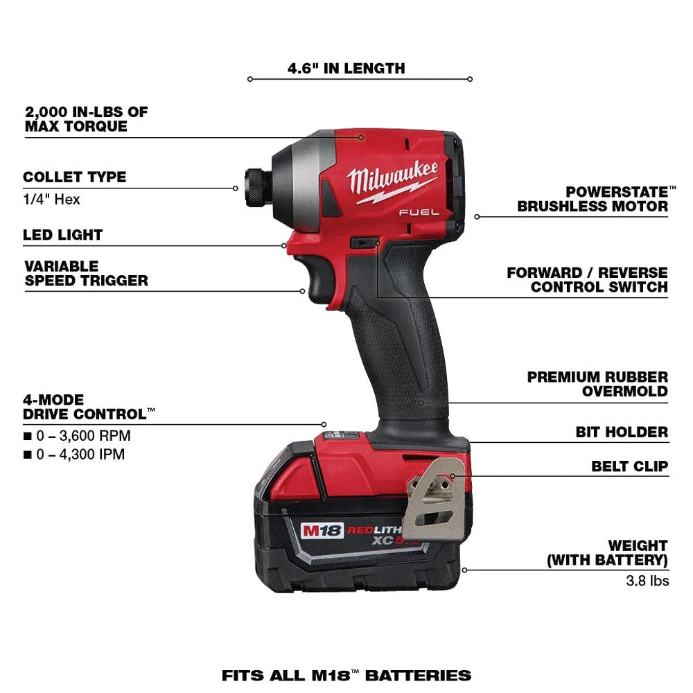 18V M18 FUEL Lithium Ion Brushless Cordless 7 Tool Combo Kit 5.0 Ah