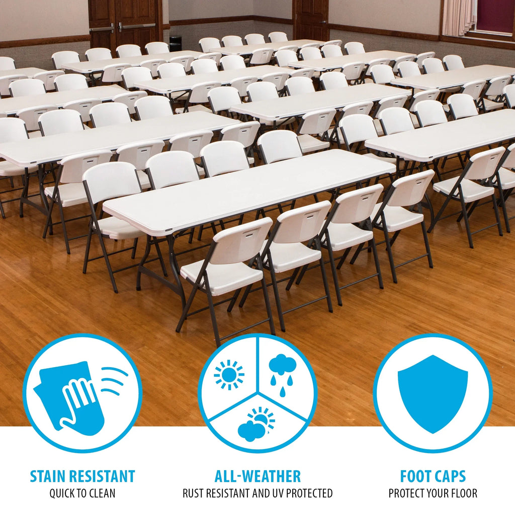 Lifetime Folding Table And Chair Set, 12 8-Foot Tables And 96 Chairs - Pack Of 108