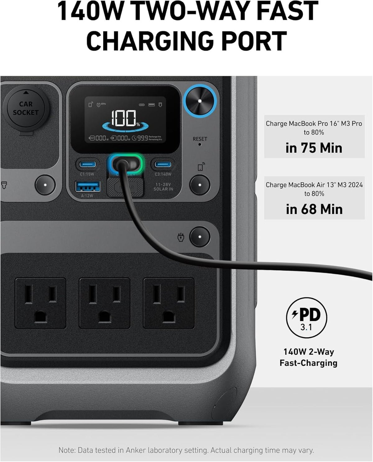Anker SOLIX C300 Portable Power Station, 288Wh Battery, 300W - C300