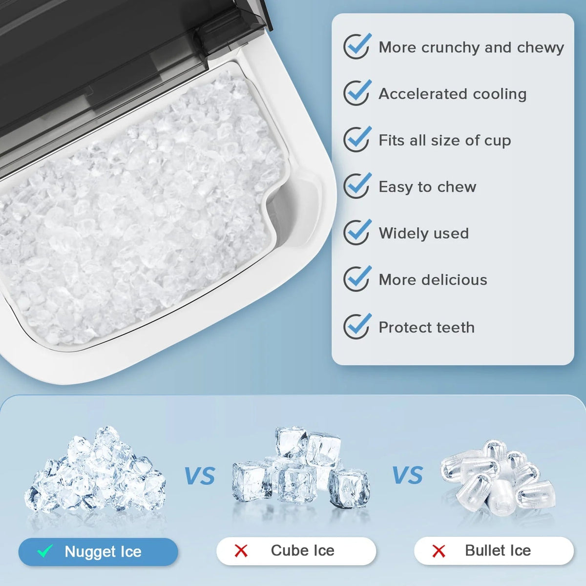 Auseo Countertop Nugget Ice Maker, 35 Lbs Each Day