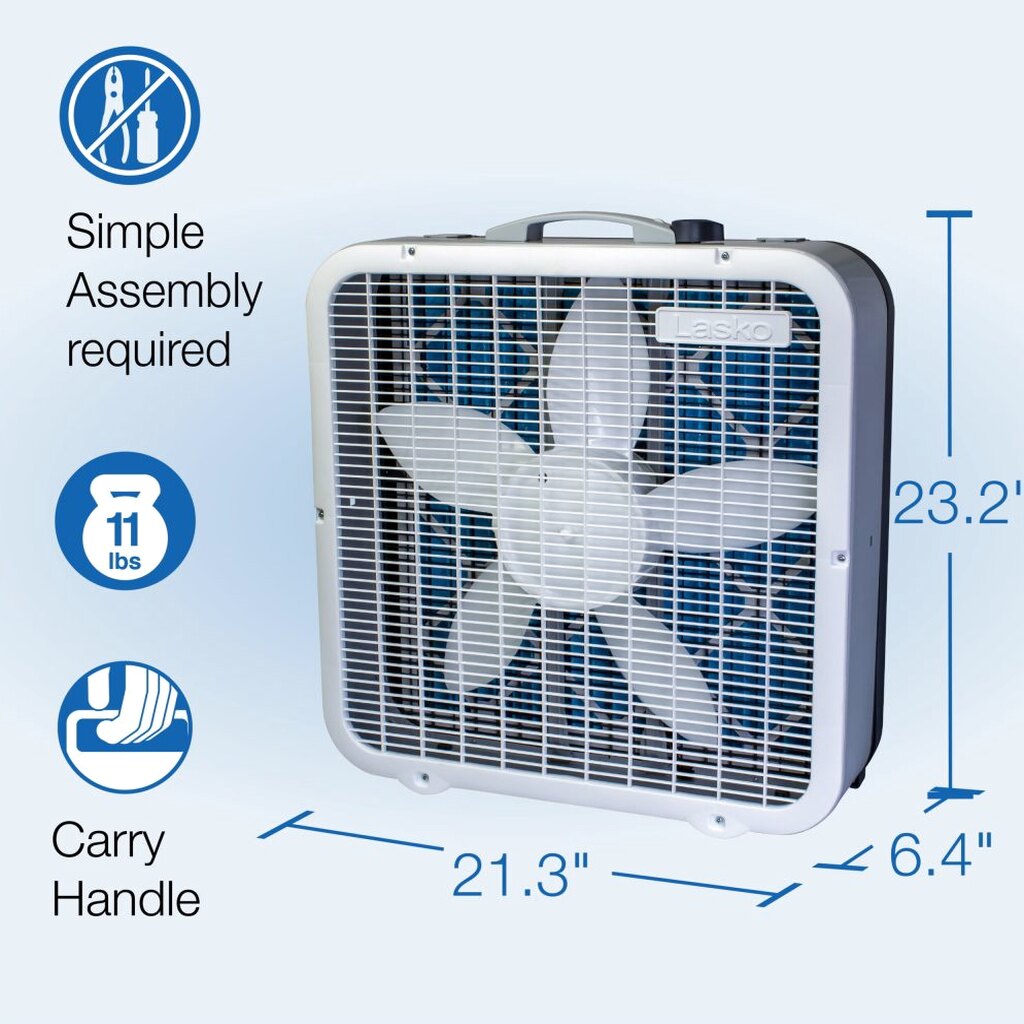 Lasko Air Flex 2-in-1 Box Fan &amp; Air Purifier, 20-Inch, 3 Speeds, White, FF305