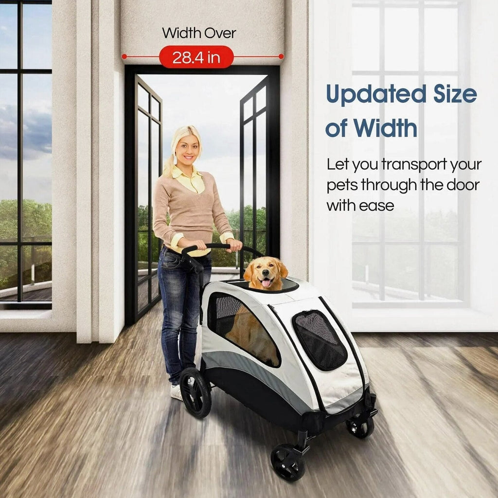 Foldable Pet Stroller for Large or 2 Dogs Cats Jogger Wagon with 4 Wheels