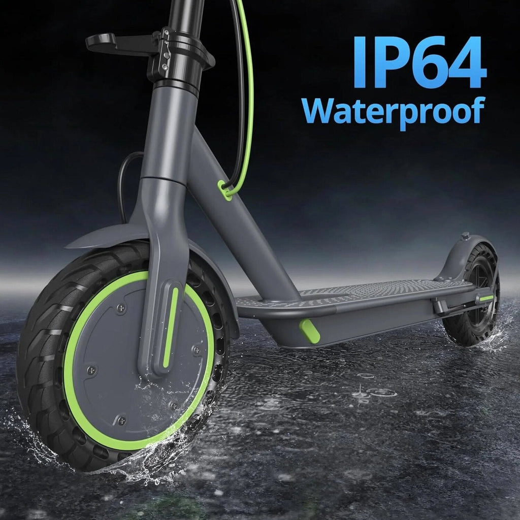 Electric Scooter - 8.5" Solid Tires, 350W Motor, Up to 19 MPH and 21-23 Miles Long-Range Portable Foldable Commuting Scooter for Adults with Double Braking System and App