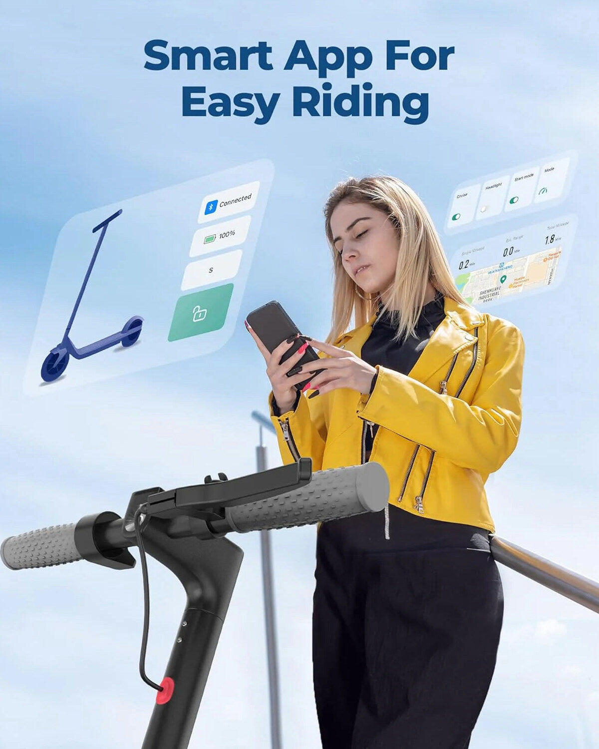 Electric Scooter, 350W/500W Powerful Motor, 8.5"/10" Solid Tires, 19/22Mph, 28/21/12 Miles Range,Dual Braking