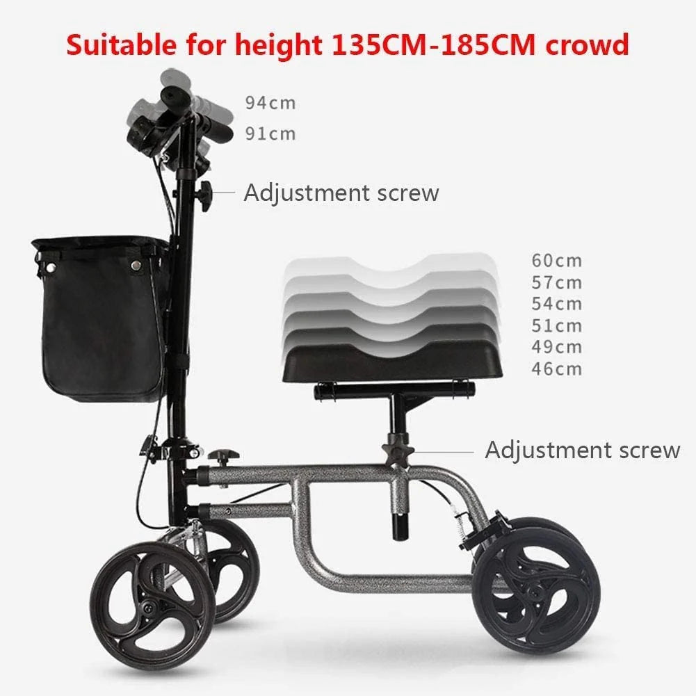All Terrain Knee Scooter Walker With 4 8-Inch Wheels And Storage Bags