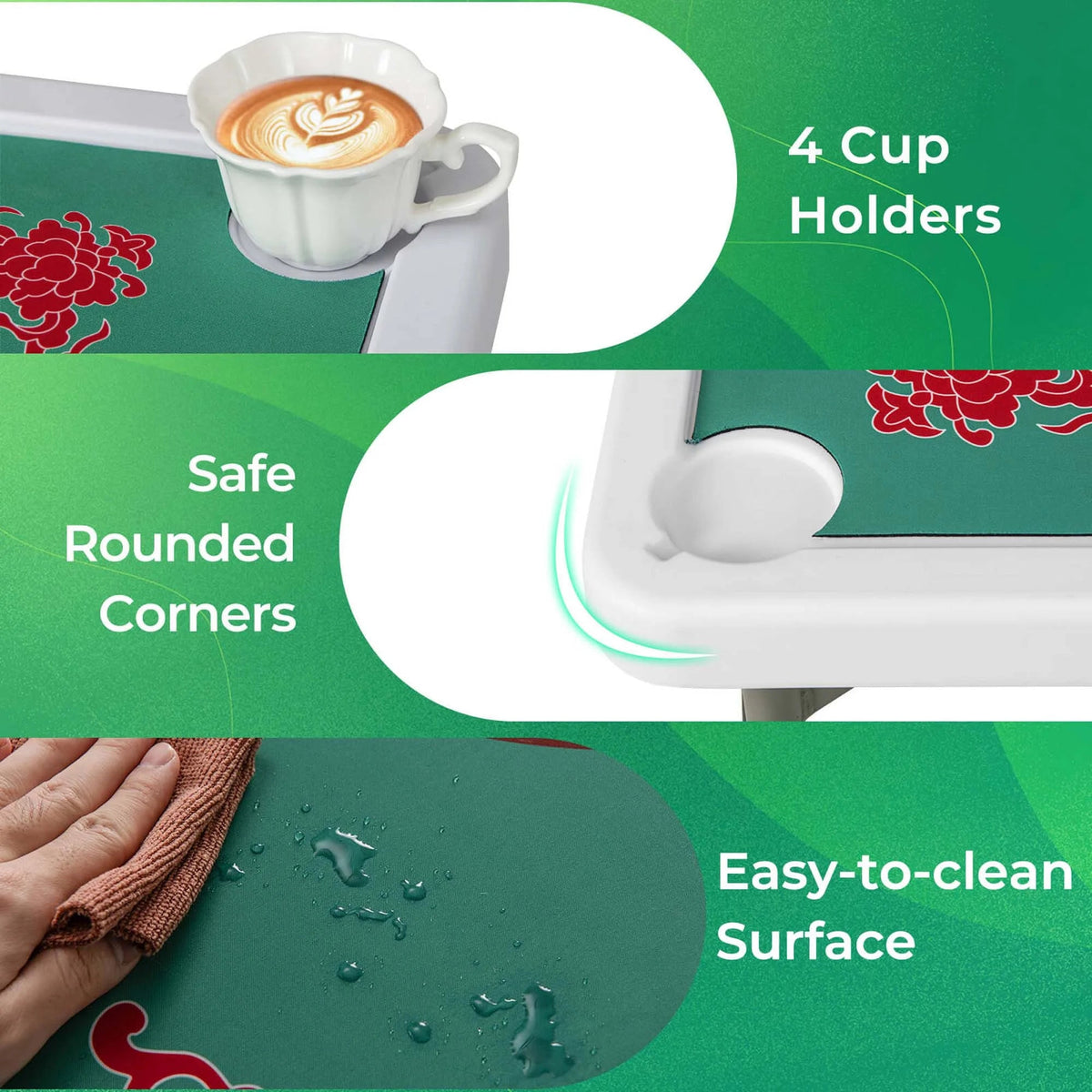 Costway Folding Mahjong Table With Cup Holders, Felt Mat And Carrying Handle - 35in x 35in x 29in