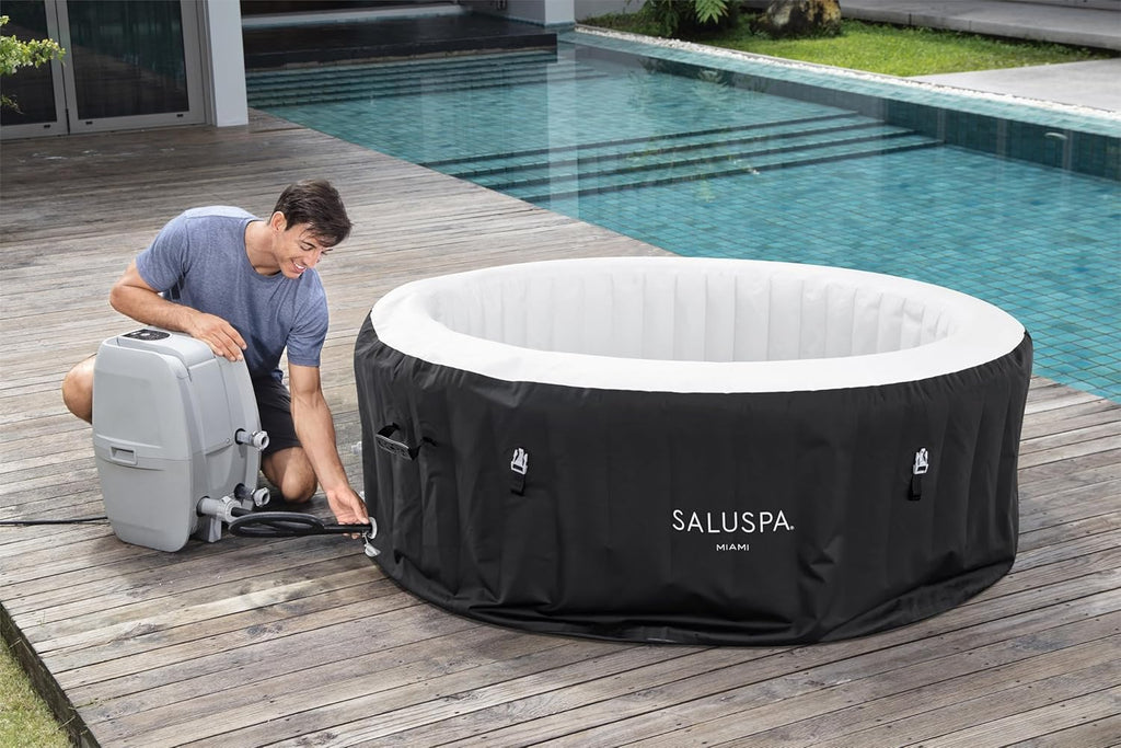 Bestway SaluSpa Miami Inflatable Hot Tub Spa, 71 x 26 in, 2-4 Person, Black - 60104E