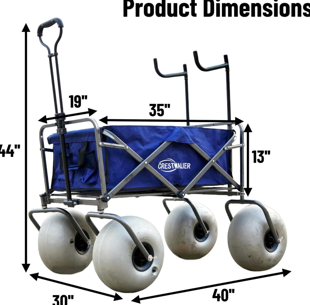 Beach Cart with 13" Balloon Wheels, Chair Racks &amp; Pump Included