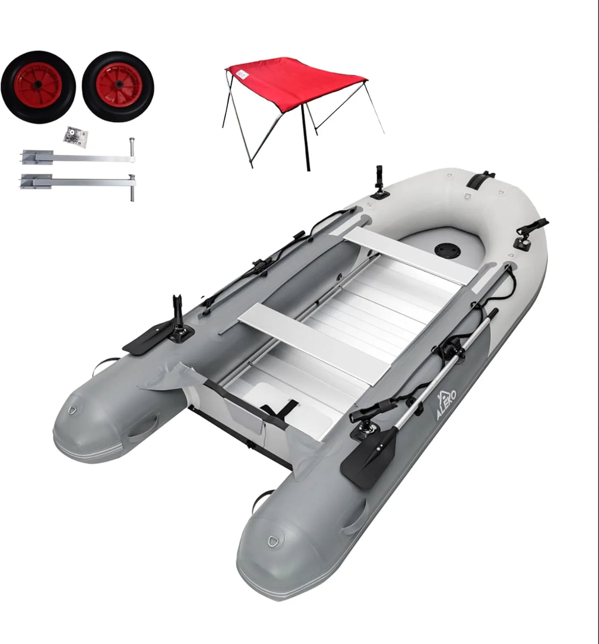 Inflatable Dinghy Fishing Boat, 8'5, 3-Person, Red/Black, Aluminum Floor - BT85RBK