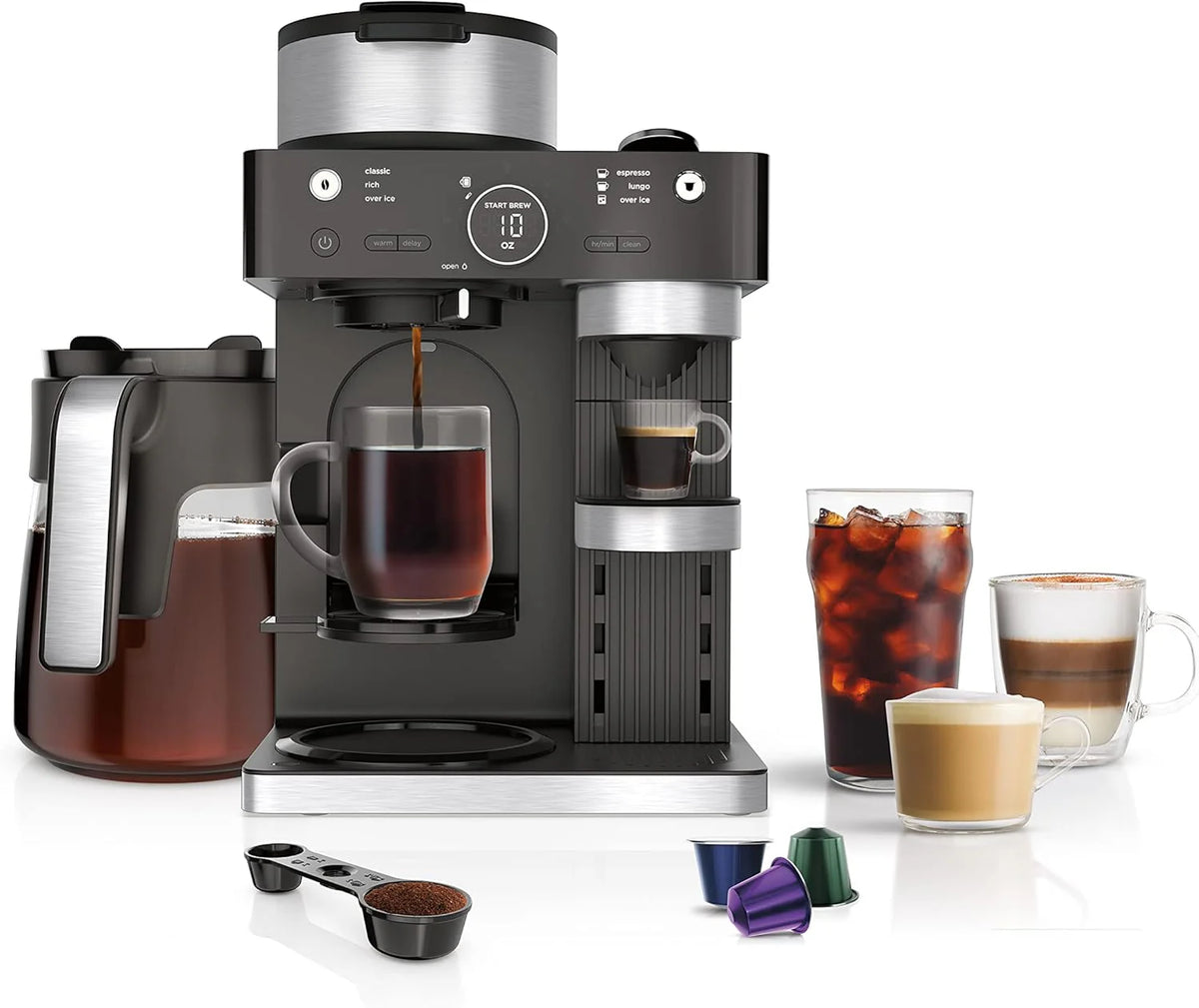 Espresso & Coffee Maker Barista System, 12 Cups, 3 Espresso Brew Styles, Built-In Frother, Black