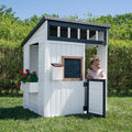 Backyard Discovery White Cedar Wooden Kids Playhouse With Play Kitchen, Chalkboard, Mailbox And Half Door - Caraway Cottage