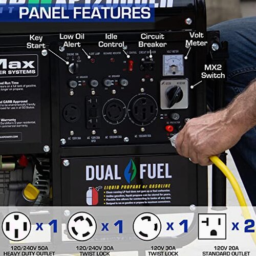 XP12000EH Dual Fuel Generator – 12,000W Gas/Propane, 457cc 4-Stroke Engine, EPA/CARB Compliant