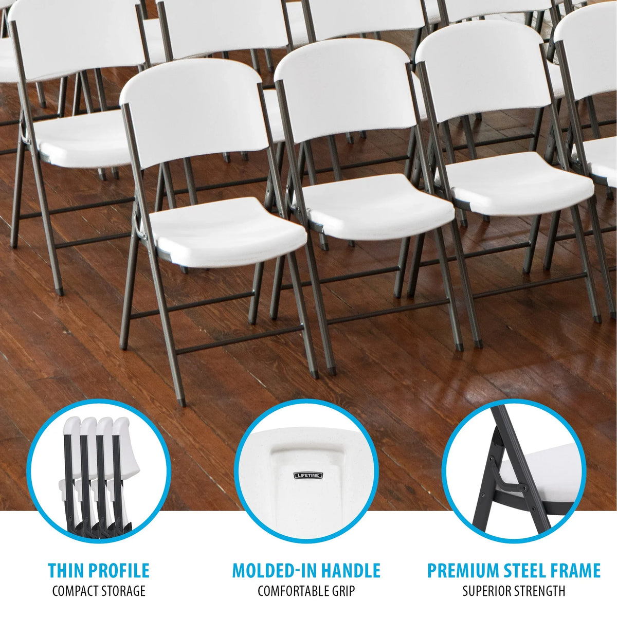 Lifetime Folding Table And Chair Set, 12 8-Foot Tables And 96 Chairs - Pack Of 108