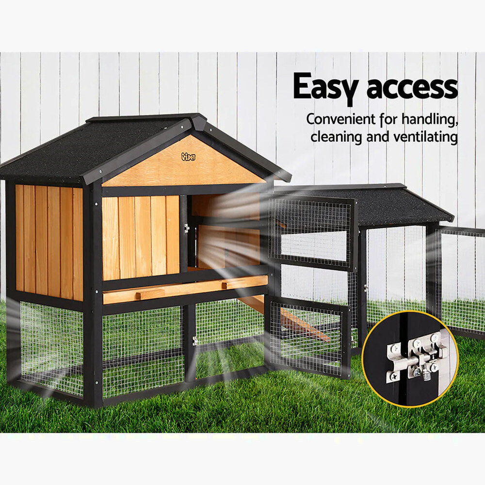 Extra Large Wooden Outdoor Chicken Coop Rabbit Hutch with Run - i.Pet