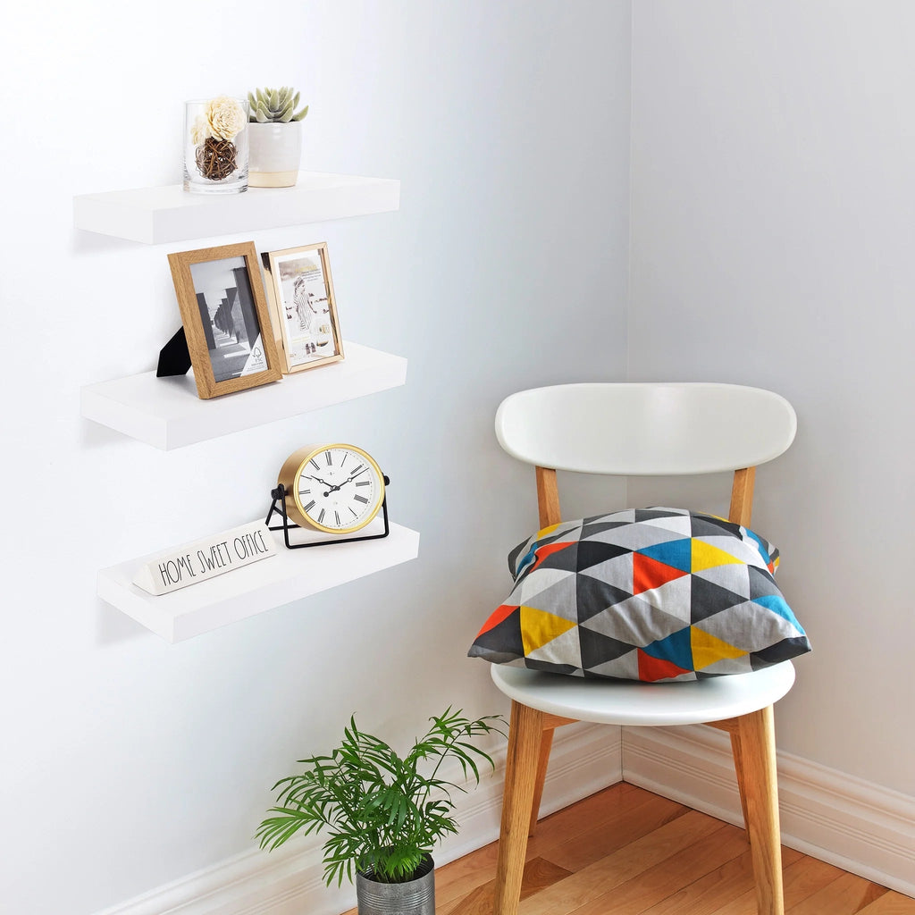 16 Inch Floating Wall Shelves, 3 Pack