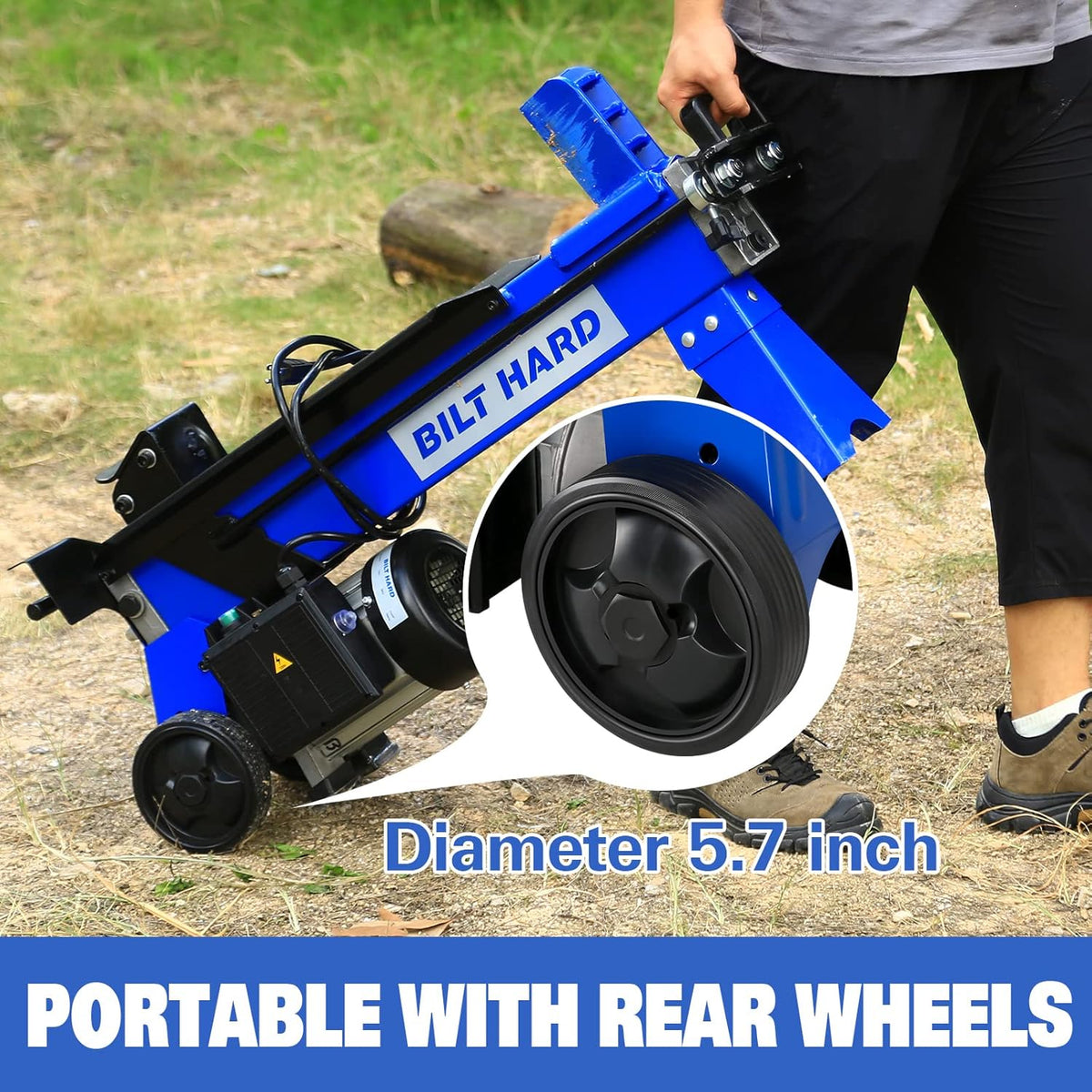 BILT HARD Electric Log Splitter 6.5 Ton 15Amp Horizontal