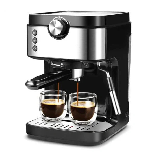 Steam Espresso Machine With Milk Frother, 20 Bar Italian Pump, 900ml Water Tank, Black Stainless, 1700W
