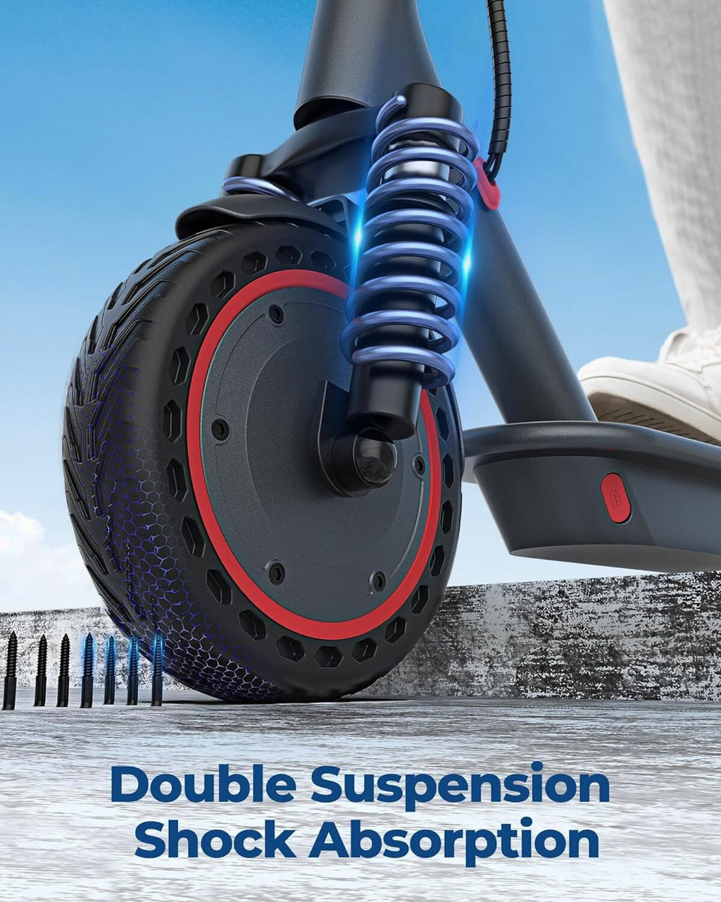 Electric Scooter, 350W/500W Powerful Motor, 8.5"/10" Solid Tires, 19/22Mph, 28/21/12 Miles Range,Dual Braking