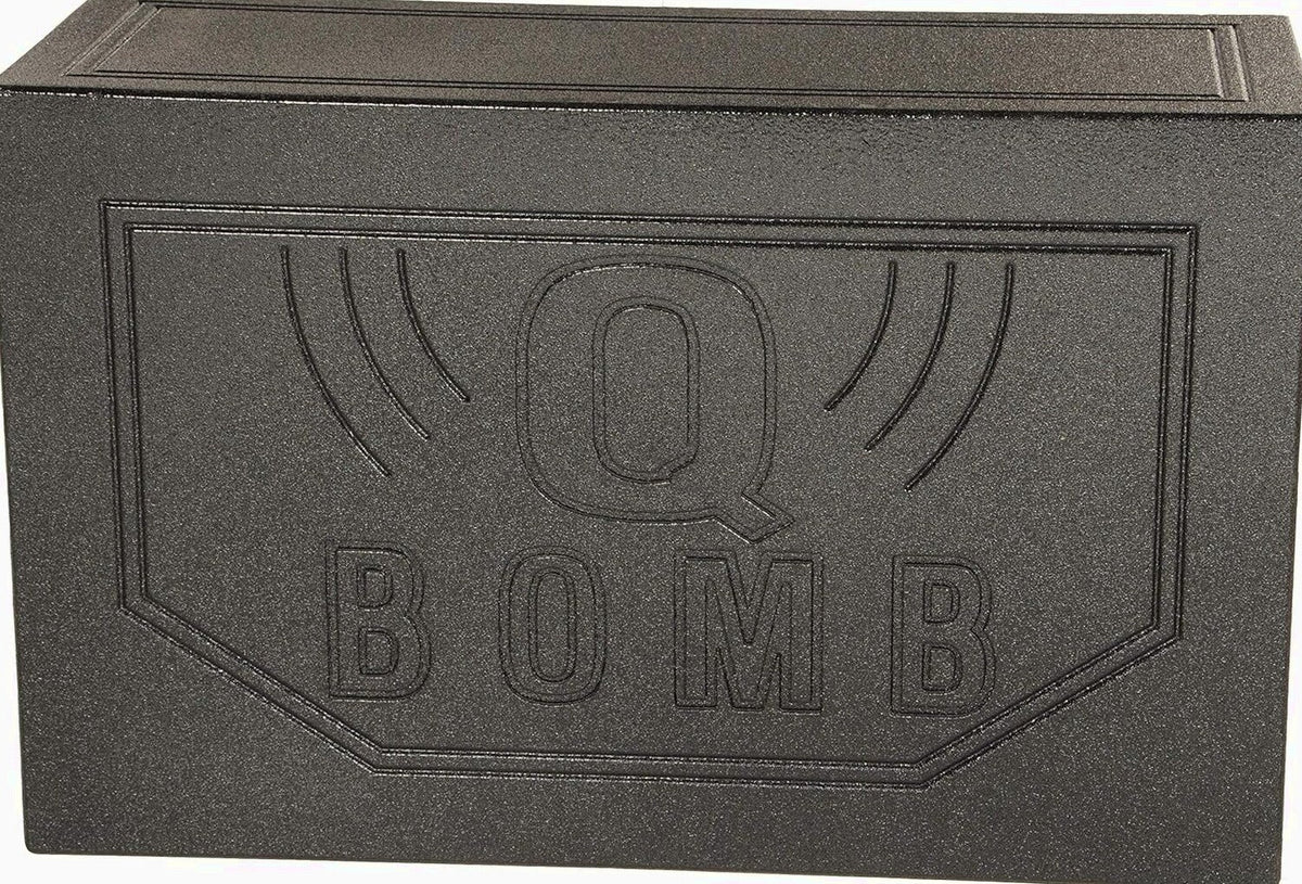QPower QBOMB12VL Dual 12′′ Vented Subwoofer Box – Durable MDF, Black Rhino Liner Finish