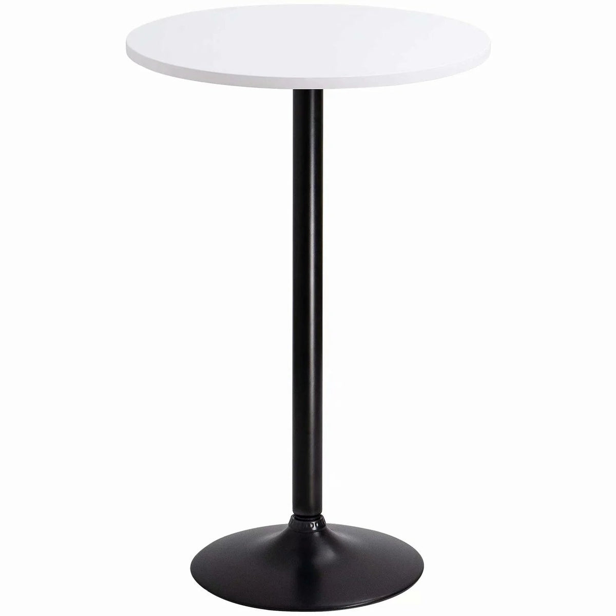 Round Bar-Height Bistro Pub Table With Metal Base And MDF Top, 23.8 x 23.8 x 39.5 Inch