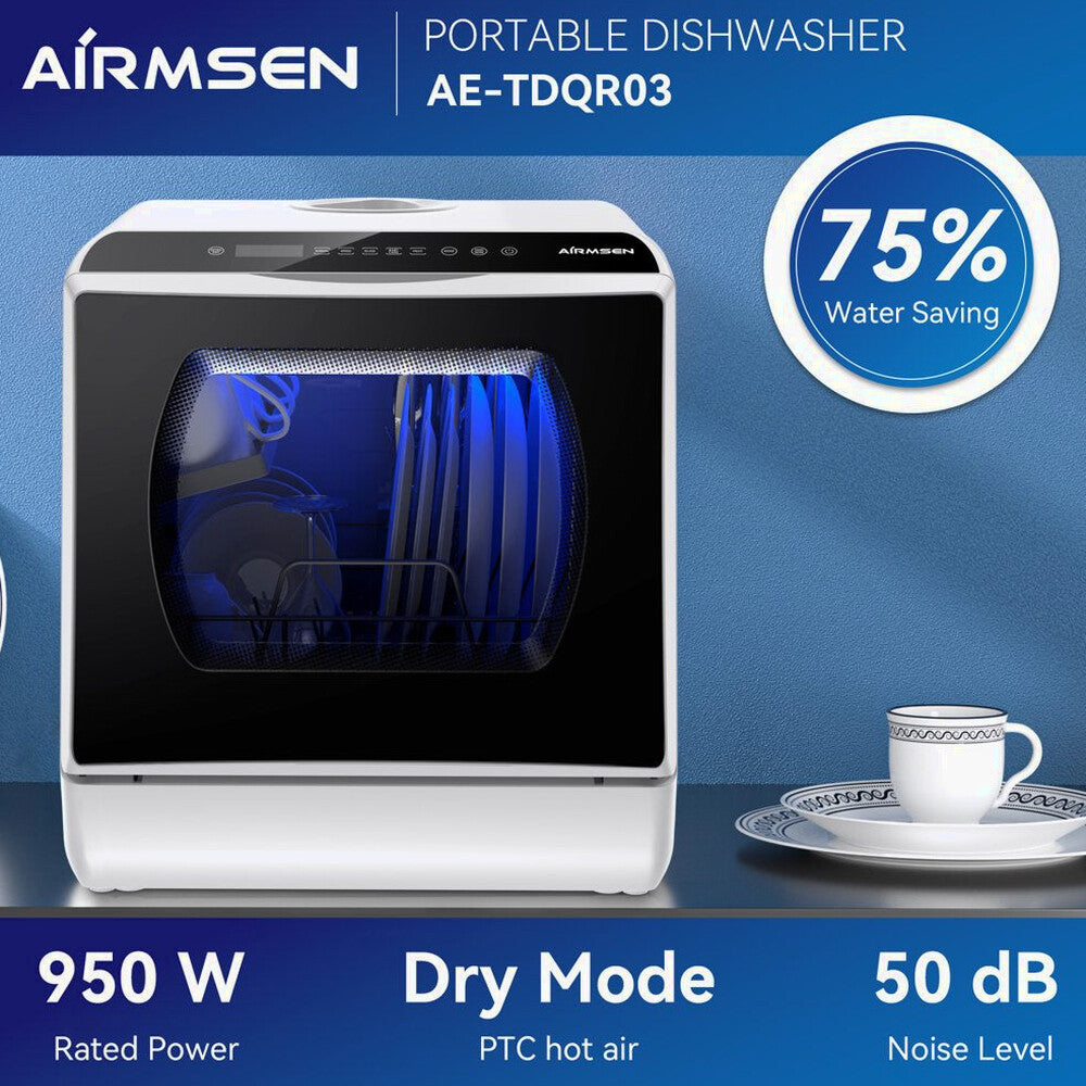 Portable Countertop Dishwasher with 5-Liter Built-In Water Tank and Air-Dry Function 5 Washing Programs