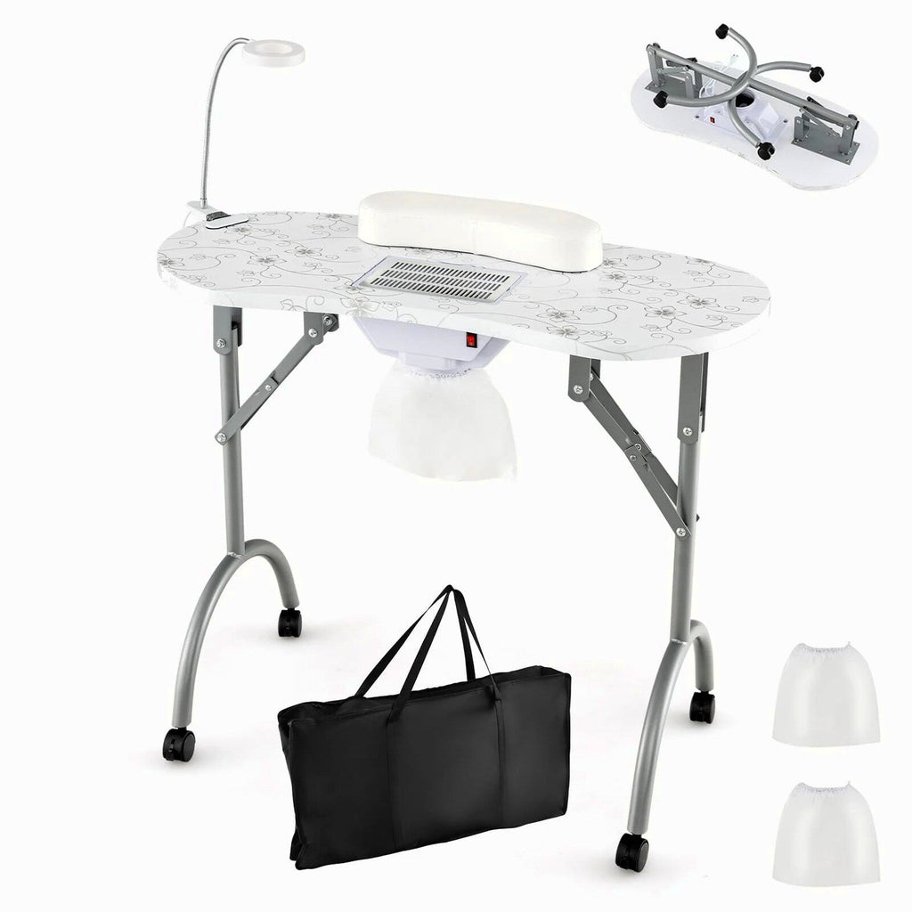LDAILY Portable Nail Table with Electric Dust Collector