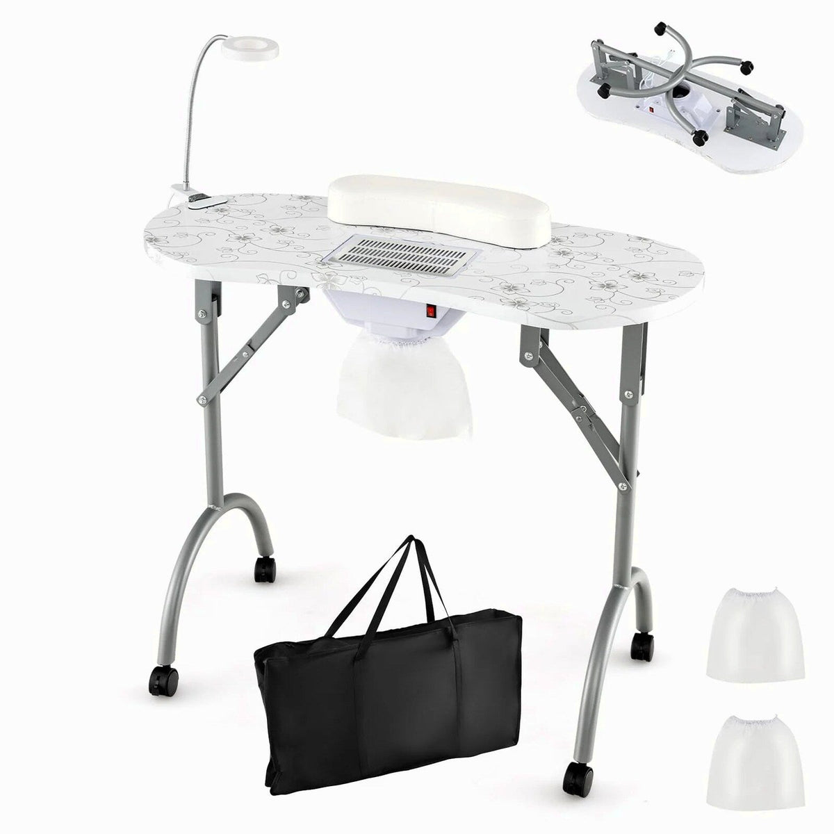 LDAILY Portable Nail Table with Electric Dust Collector