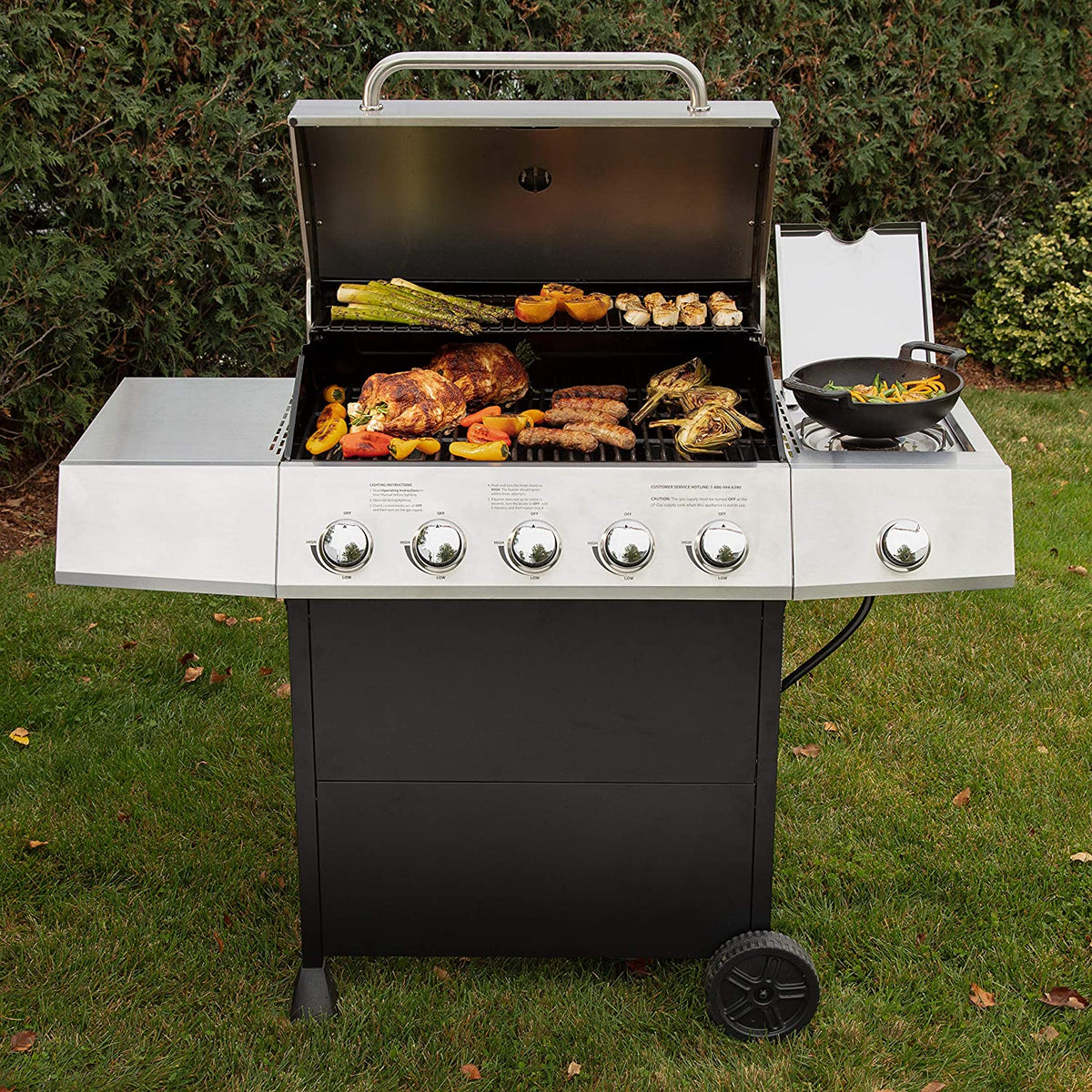 Cuisinart Five Burner Propane Gas Grill With Side Burner - CGG-8500