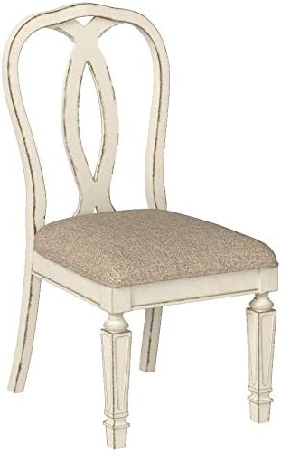 Signature Design by Ashley French Country Ribbon Back Dining Chairs, 2 Count, Chipped White - Realyn