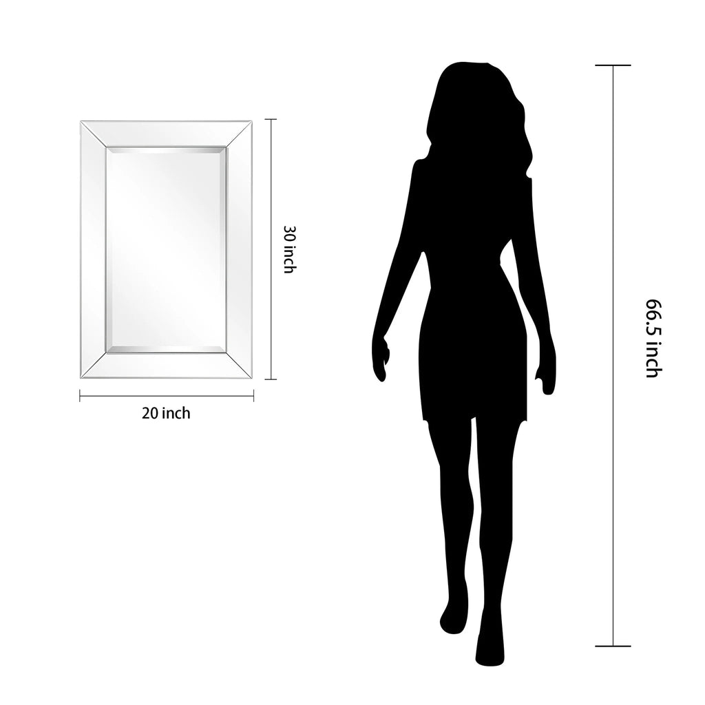 Rectangular Clear Beveled Wall Mirror - 3 Sizes