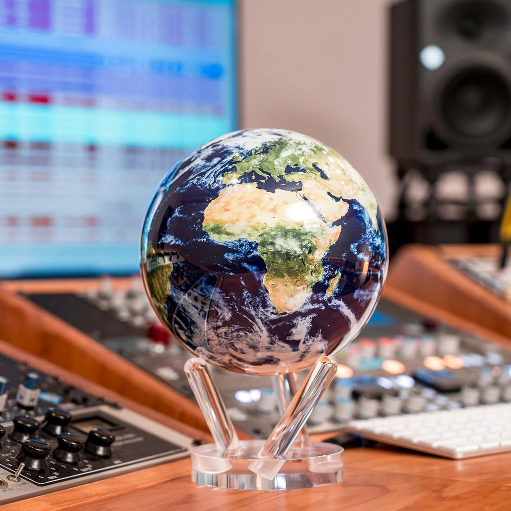 MOVA 4.5" Self-Rotating Globe Earth with Clouds, Light Powered