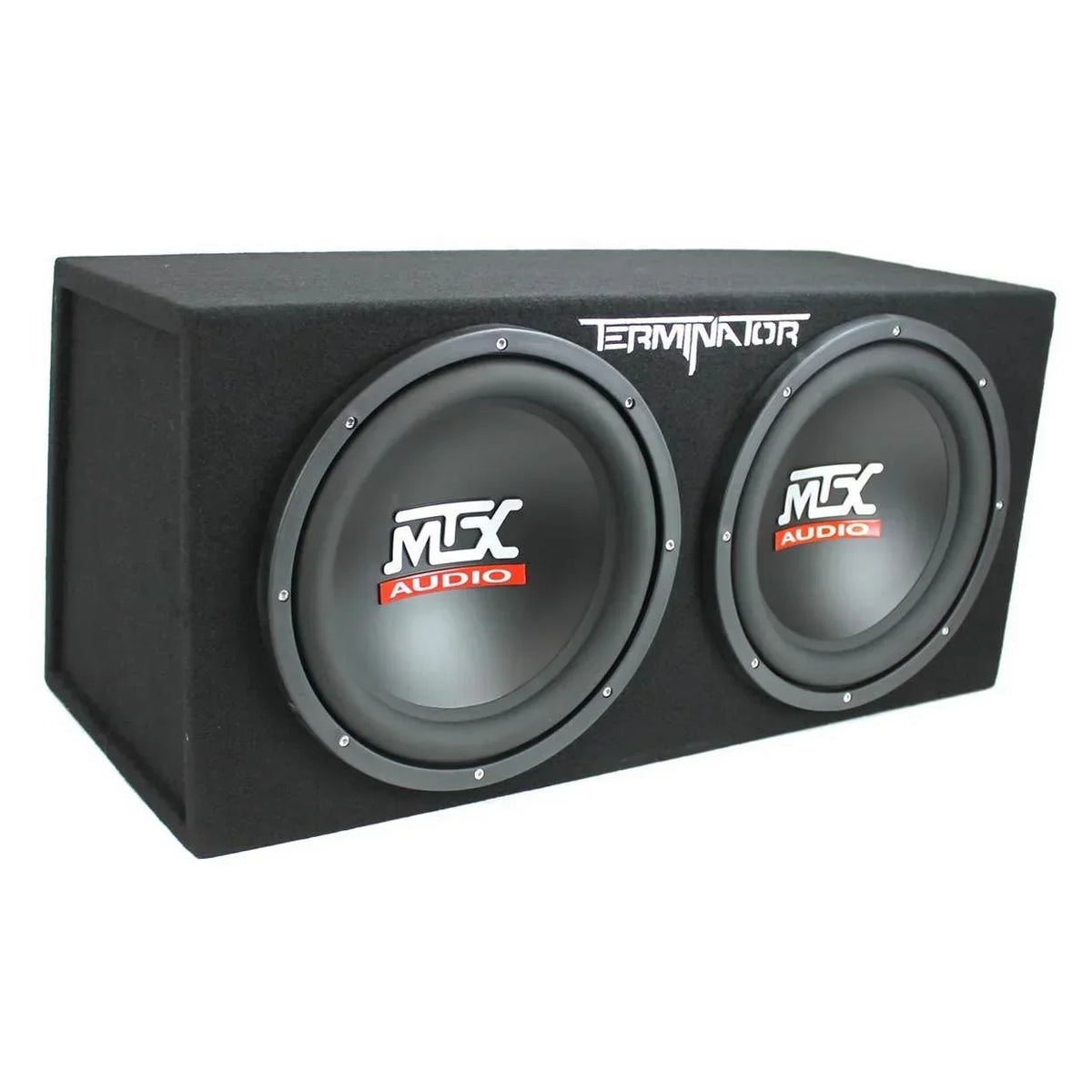 MTX Dual Loaded Car Subwoofer Enclosure 12 Inch 1200W With Boss R1100M Amplifier And Soundstorm AKS8 Kit - TNE212D