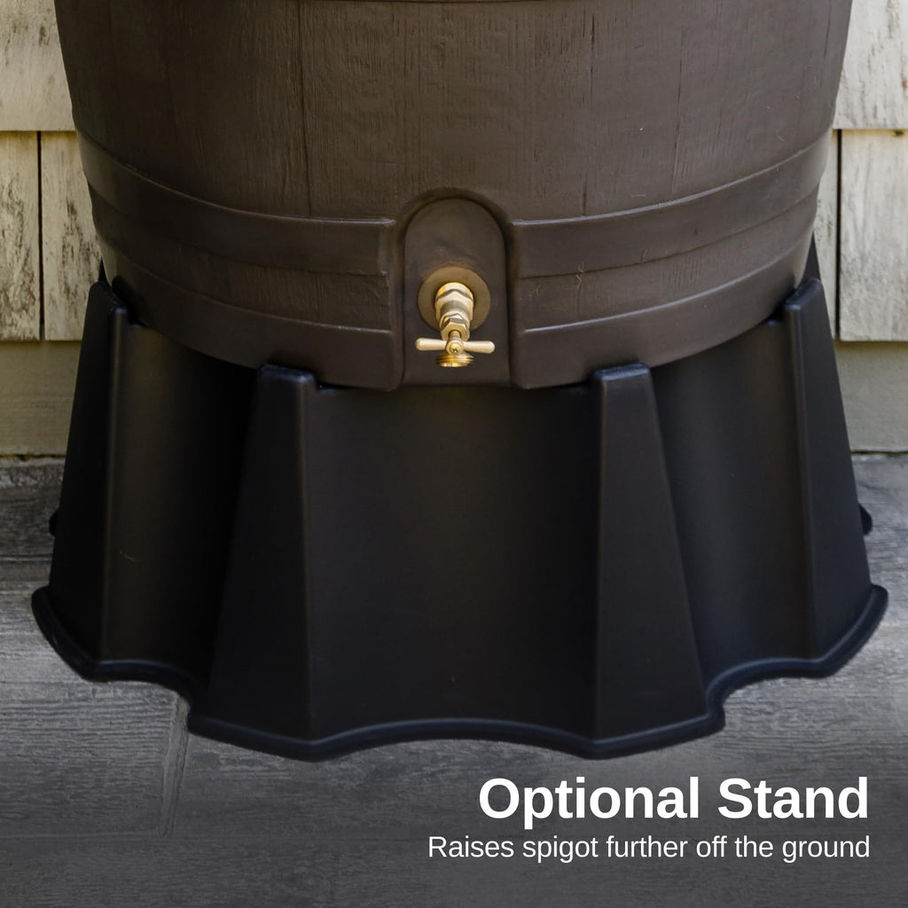 50 Gallon Rain Barrel With Brass Spigot And Flat-Back Design