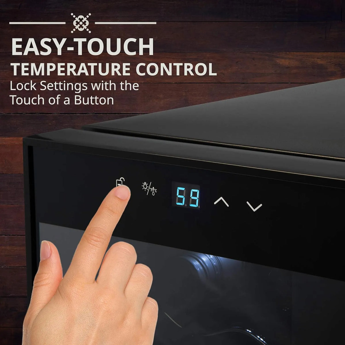 18 Bottle Compressor Wine Cooler Refrigerator With Lock, 41F-64F Digital Temperature Control