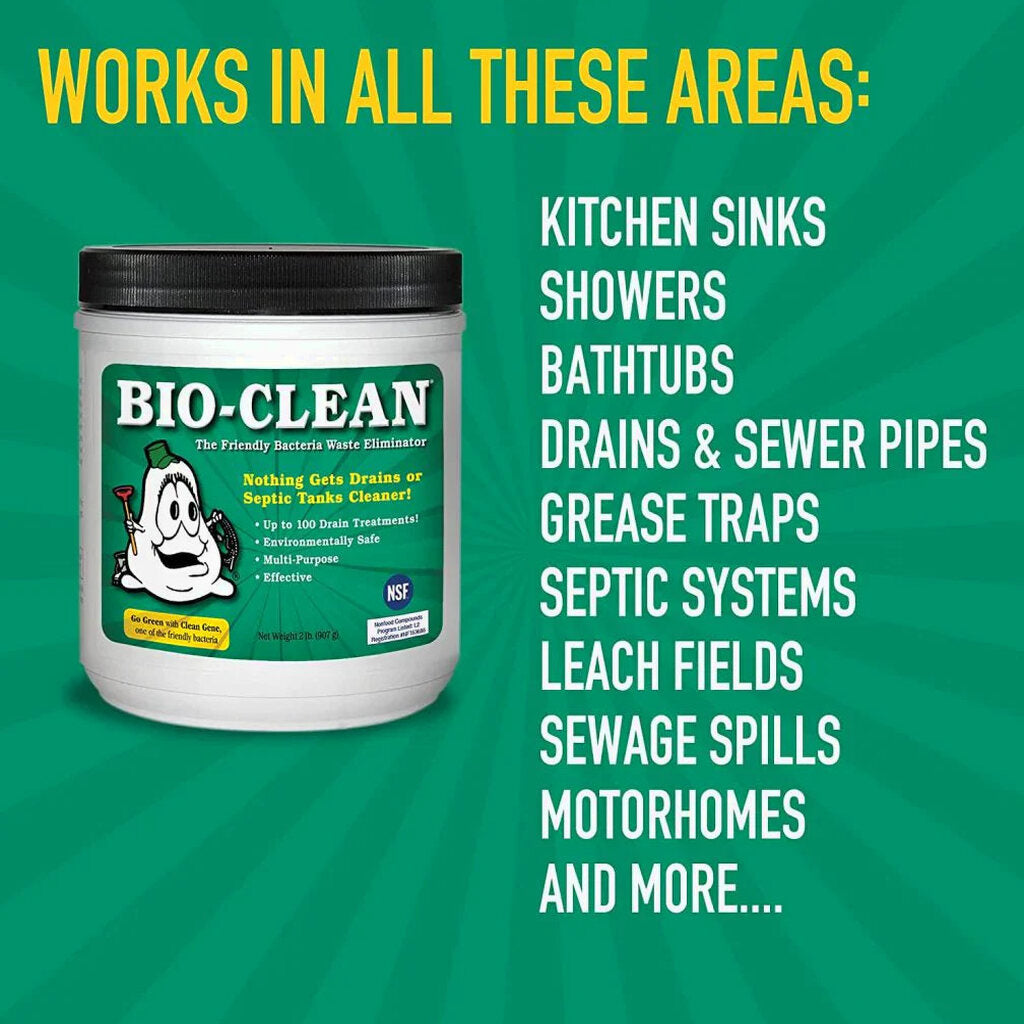 Bio-Clean natural drain cleaner, suitable for septic tanks and grease traps, environmentally friendly