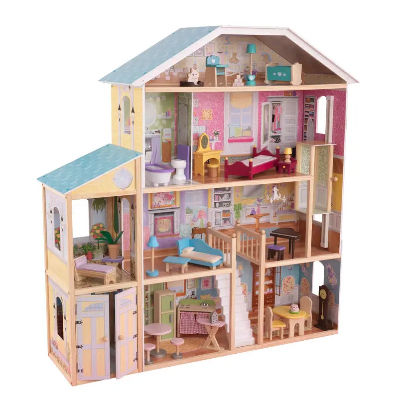 KidKraft Majestic Mansion Wooden Dollhouse 3-Level Playset With 34 Accessories