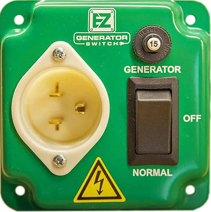 EZ Generator Switch, 15A 125V Green Manual Transfer Electrical Switch