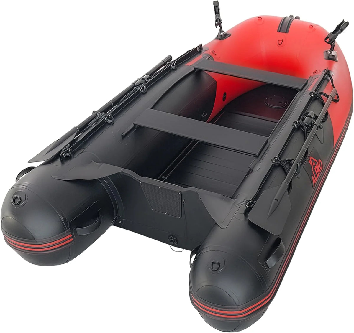 Inflatable Dinghy Fishing Boat, 8'5, 3-Person, Red/Black, Aluminum Floor - BT85RBK
