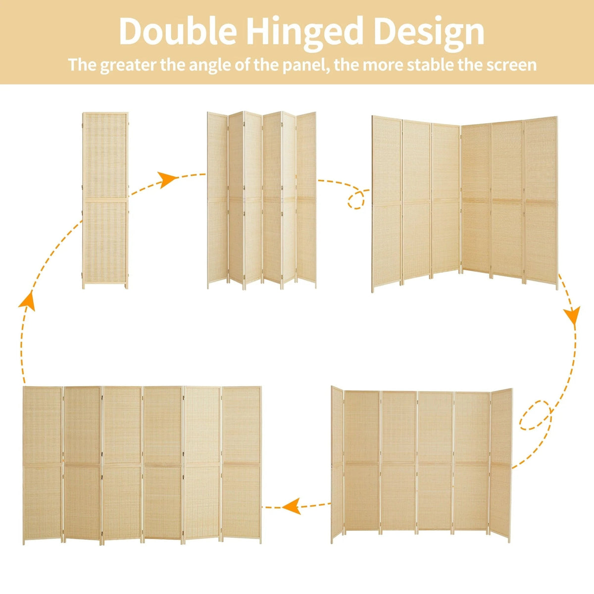 Bamboo 4-Panel Folding Room Divider, 6FT