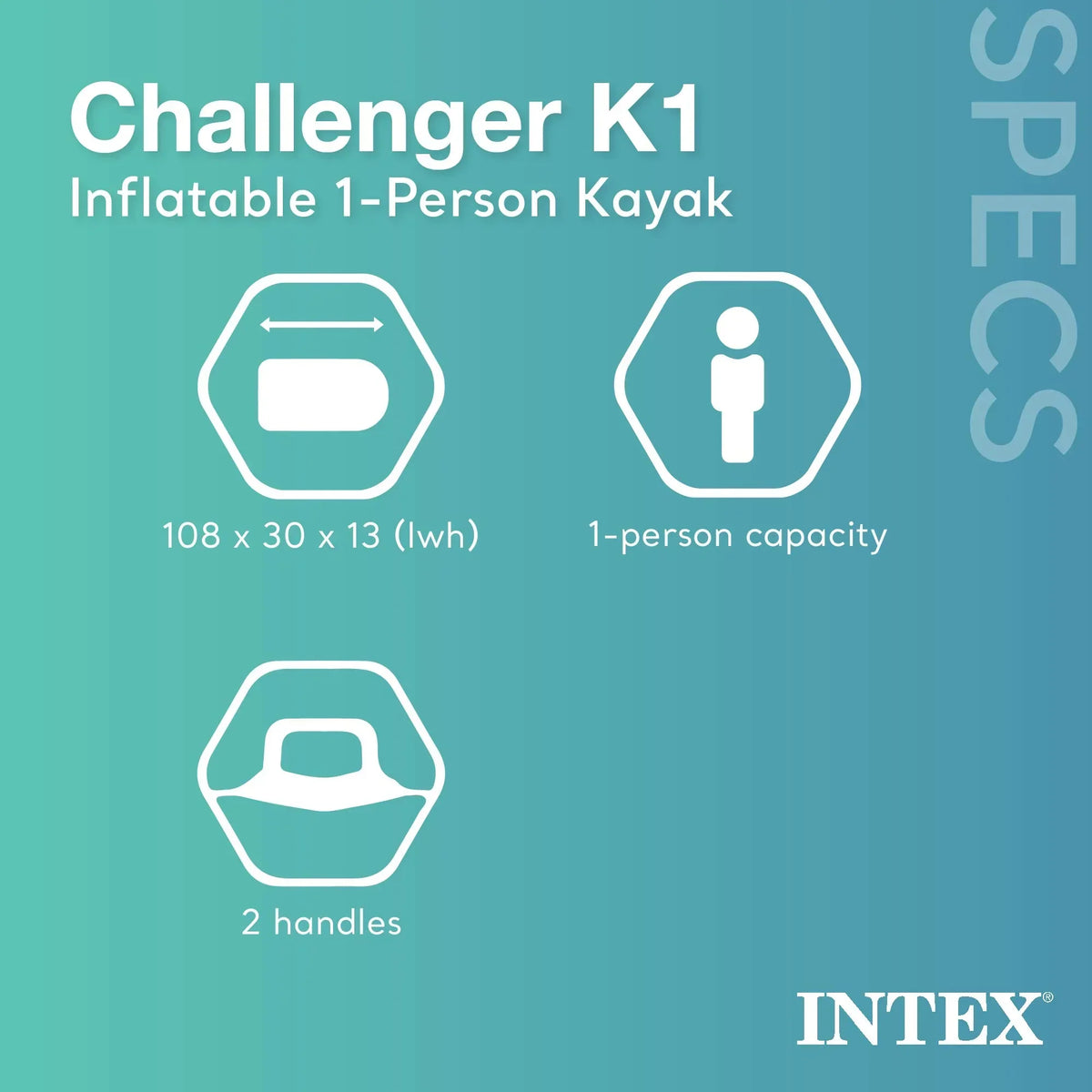 Intex Challenger K1 1-Person Inflatable Fishing Kayak Set, 108 x 30 x 13 Inches, 220-Pound Capacity