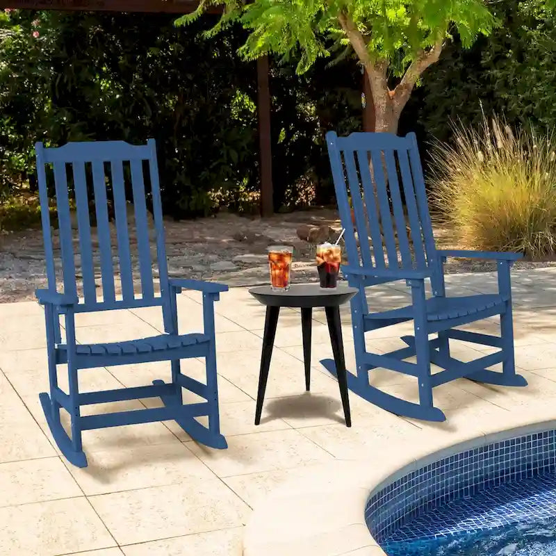 Vrakae Patio High-Back Rocking Chairs, 2-Piece, 21 x 34.6 x 46 Inches